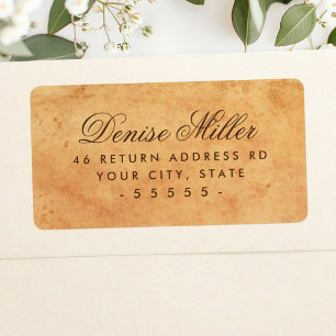 Etiqueta Papel viejo manchado dirección de devolución vinta