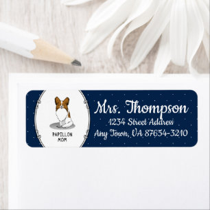Etiqueta Papillon Mom Pap Mom (blanco y estable) Cute Dog M