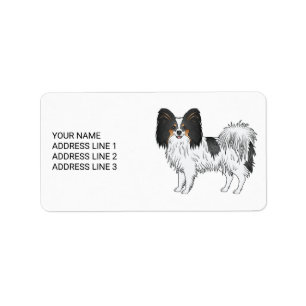 Etiqueta Papillon Tricolor Adorable Perro Con Tu Texto Pers