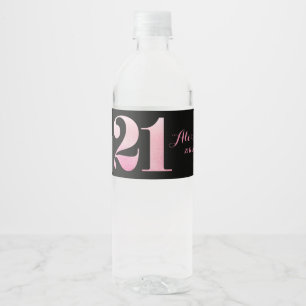 Etiqueta Para Botella De Agua 21ra fiesta de cumpleaños del purpurina rosado