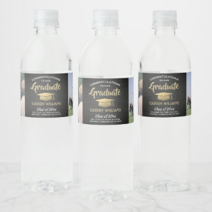 Etiqueta Para Botella De Agua 2 Partido de Graduación de Fotografías Cepillado B