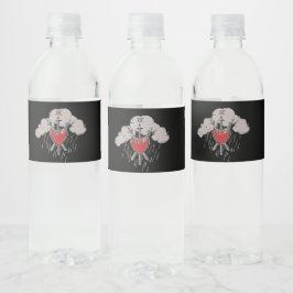Etiqueta Para Botella De Agua 3 de Espadas Amor Corazón Ilustración Tarot Tres