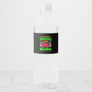 Etiqueta Para Botella De Agua 4.º Teachers Brains Skeleton Hand Heart Hall