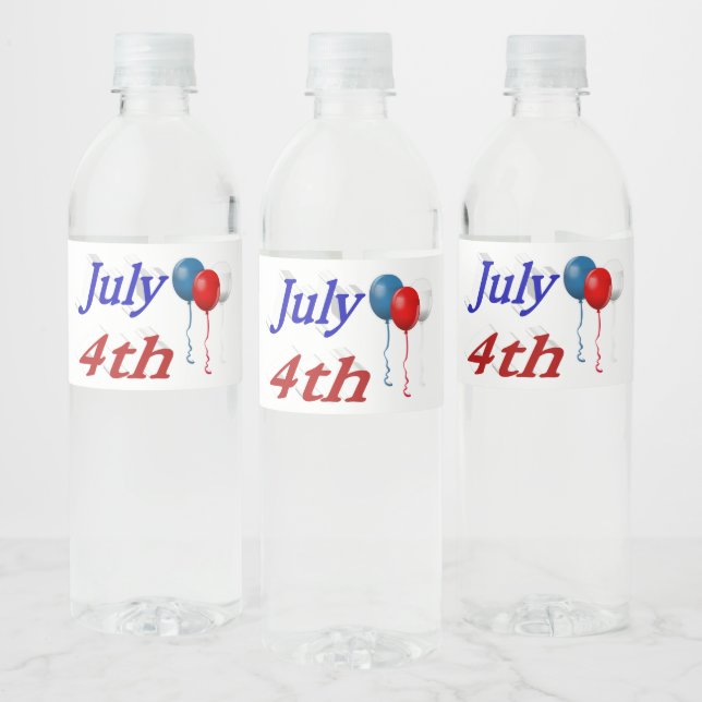 Etiqueta Para Botella De Agua 4 de julio: Globos (Botellas)
