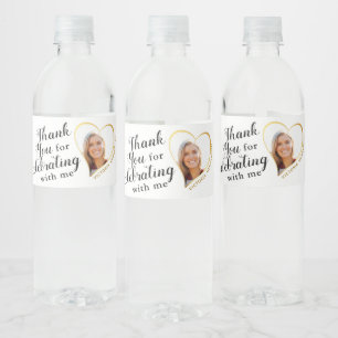 Etiqueta Para Botella De Agua 50 y fabuloso cumpleaños blanco y oro gracias