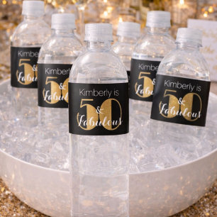 Etiqueta Para Botella De Agua 50 y Fabuloso Cumpleaños Personalizado Fiesta de O