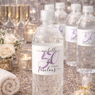 Etiqueta Para Botella De Agua 50 y Fabuloso Cumpleaños Personalizado Fiesta Rosa