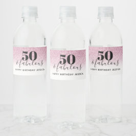 Etiqueta Para Botella De Agua 50 y fabuloso Faux Hot Pink Purpurina Cumpleaños