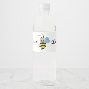 Etiqueta Para Botella De Agua Abeja Cuidada De Acuarela Con Sonrisa Feliz