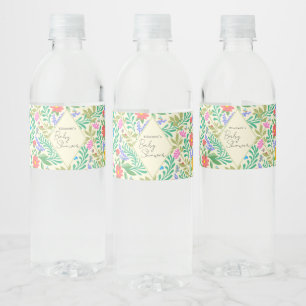 Etiqueta Para Botella De Agua Abeja de miel, galimatías, mariposa, libélula y fl