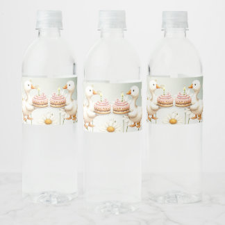 Etiqueta Para Botella De Agua Acuarela Bebé blanco ganso fiesta de cumpleaños