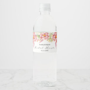 Etiqueta Para Botella De Agua Acuarela Floral Rosa Preciosa   Despedida de Solte