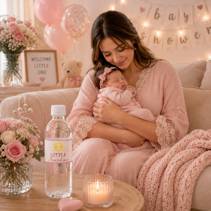 Etiqueta Para Botella De Agua Adorable Rosa Suave Pequeño Sol