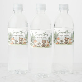 Etiqueta Para Botella De Agua Adventure Begin Woodland Animals Baby Shower