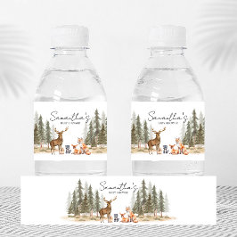 Etiqueta Para Botella De Agua Adventure Begin Woodland Animals Baby Shower