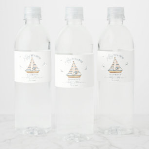 Etiqueta Para Botella De Agua Ahoy es un Baby Shower de Boy Nautical Sailboat