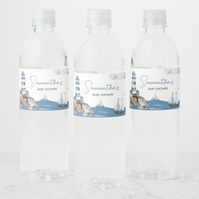 Etiqueta Para Botella De Agua Ahoy es un chico nautical (Botellas)