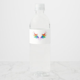 Etiqueta Para Botella De Agua Alas del arco iris fluidas