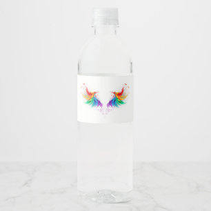 Etiqueta Para Botella De Agua Alas del arco iris fluidas