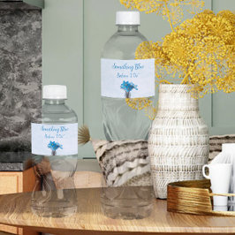 Etiqueta Para Botella De Agua Algo Azul Antes de la Boda Shower