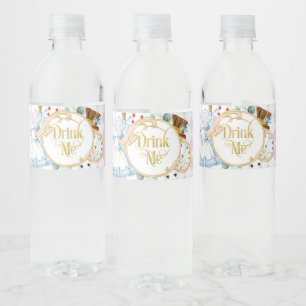 Etiqueta Para Botella De Agua Alice Wonderland loco hatter tea fiesta bebe me Wa