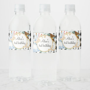 Etiqueta Para Botella De Agua Alice Wonderland loco sombrerero té fiesta botella