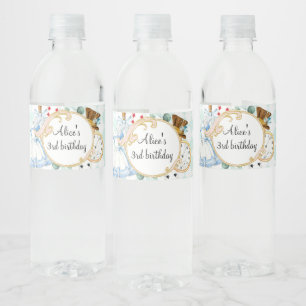 Etiqueta Para Botella De Agua Alice Wonderland loco sombrerero té fiesta botella