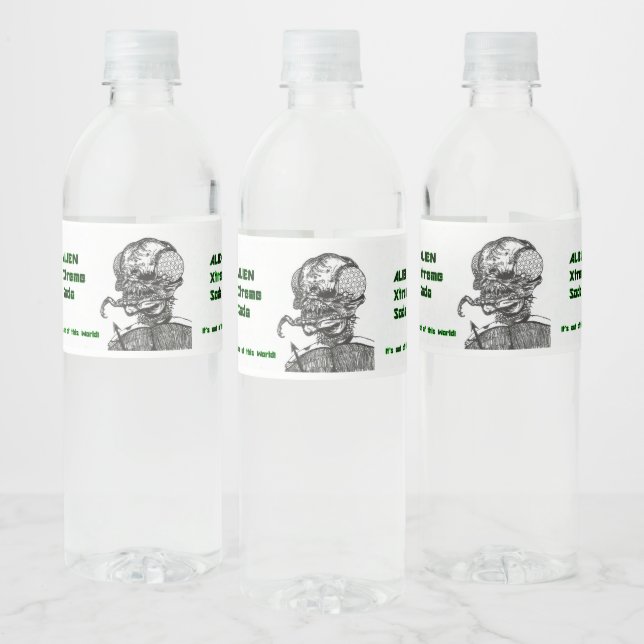 Etiqueta Para Botella De Agua Alien X Soda (Botellas)