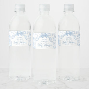 Etiqueta Para Botella De Agua All Blue Toile Safari Animal Baby Shower