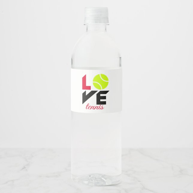 Etiqueta Para Botella De Agua Amar el tenis (Anverso)