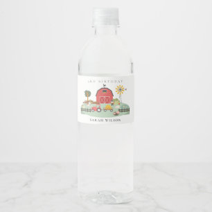 Etiqueta Para Botella De Agua Animal de la granja de la granja Red Cute Cualquie