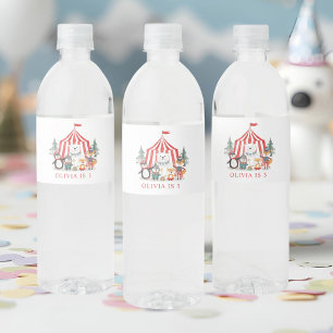 Etiqueta Para Botella De Agua Animales de Circo de Invierno