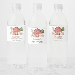 Etiqueta Para Botella De Agua Animales de granja, Animales lindos, Granero rojo,