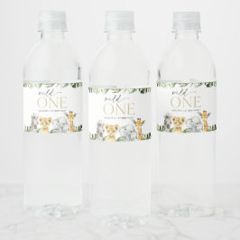 Etiqueta Para Botella De Agua Animales de la jungla, Safari, Salvaje, Primer Cum