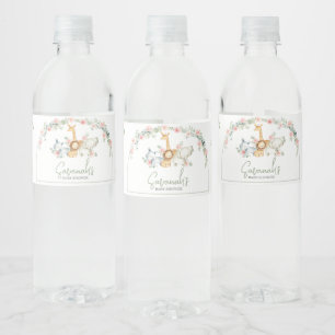 Etiqueta Para Botella De Agua Animales de Safari Baby Shower Floral