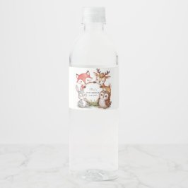 Etiqueta Para Botella De Agua Animales de Woodland adoran Baby Shower
