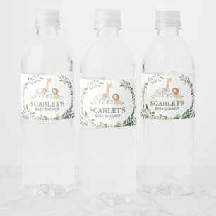 Etiqueta Para Botella De Agua Animales del Bosque Shower Botánico para Bebé 