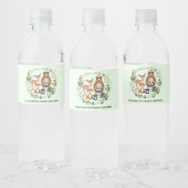 Etiqueta Para Botella De Agua Animales Neutrales de Woodland Baby Shower Primer 