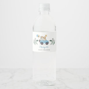 Etiqueta Para Botella De Agua Animales Safari manejados por Baby Shower Greenery