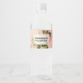 Etiqueta Para Botella De Agua Aniversario del Bouquet Rosa y Rosa Blanca