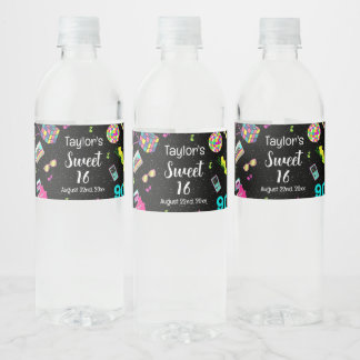 Etiqueta Para Botella De Agua Años 90, de vuelta a los 90, dulce 16,