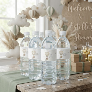 Etiqueta Para Botella De Agua Apenas Podemos Esperar Oso de Peluche Neutral Fies
