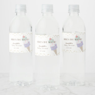 Etiqueta Para Botella De Agua Aquí está el Scoop Ice Cream Purple Baby Shower
