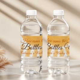 Etiqueta Para Botella De Agua Aquí viene el Baby Shower Son Sunshine de Rayo Ama