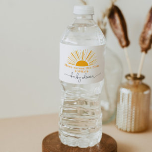 Etiqueta Para Botella De Agua Aquí viene el hijo del sol de la ducha de bebé