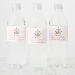 Etiqueta Para Botella De Agua Árbol de navidad rosa de invierno Etiqueta de bote