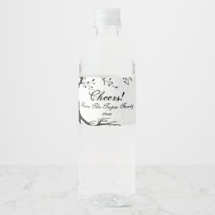 Etiqueta Para Botella De Agua Árbol natural, negro y blanco