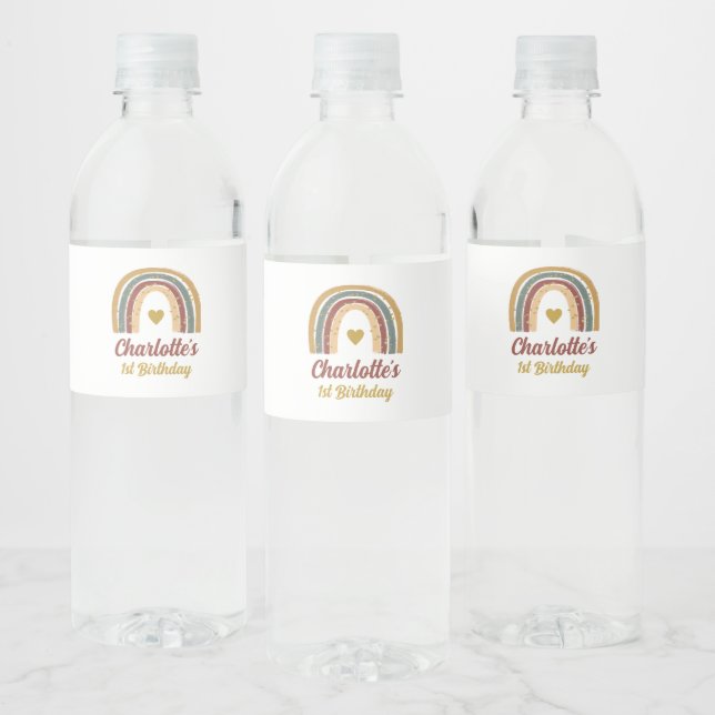 Etiqueta Para Botella De Agua Arcoíris Boho (Botellas)
