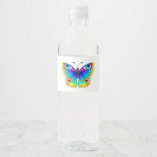 Etiqueta Para Botella De Agua Arcoiris mariposa Peacock Eye