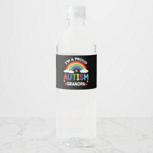 Etiqueta Para Botella De Agua Arcoíris Soy un orgulloso abuelo autista Concienci